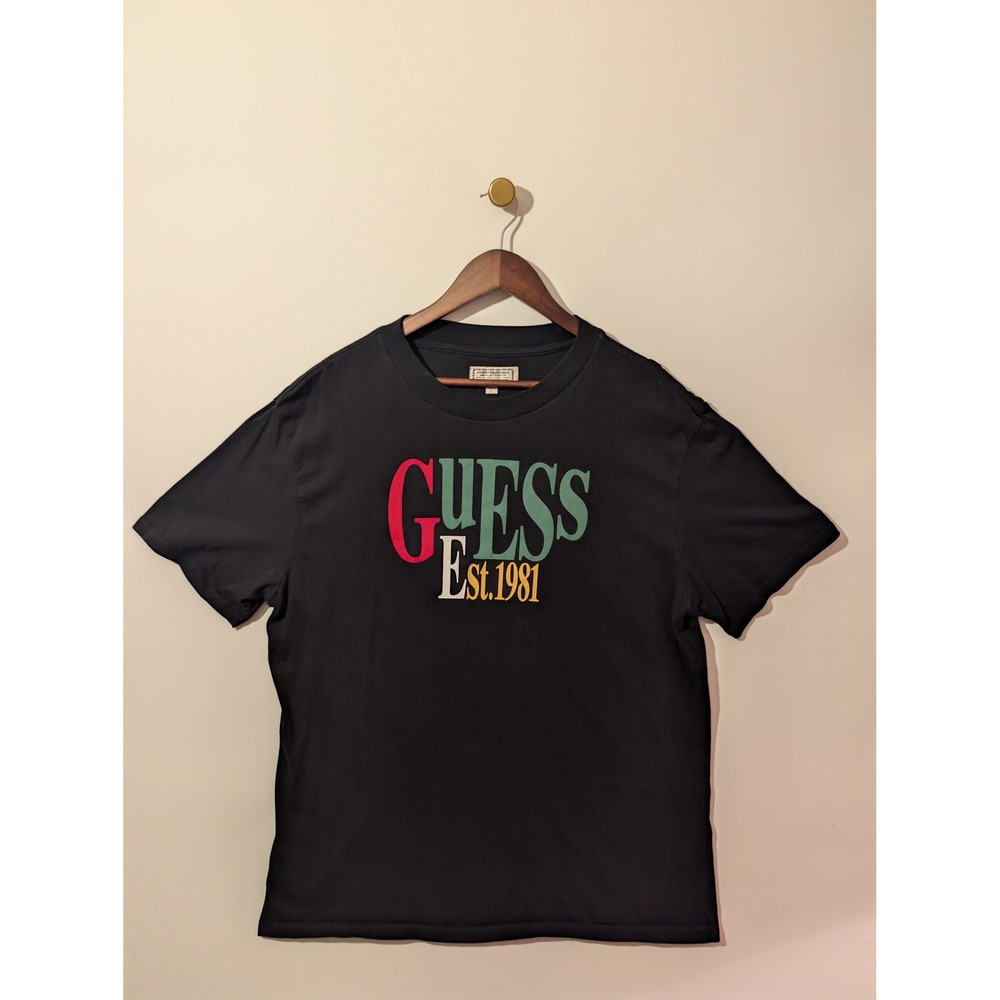 Guess Originals T-Shirt Mens Large Black Excellent Logo Est 1981 Tee